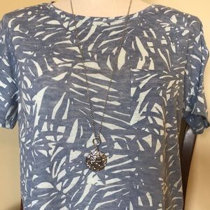 Old Navy Linen Blend Tropical Print Tee, Small